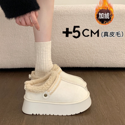 厚底加绒加厚雪地靴女款2025冬季新款保暖勃肯鞋一脚蹬毛毛棉鞋子