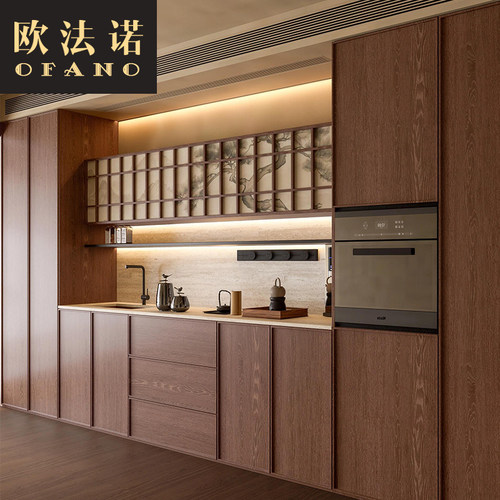 全屋定制中古风实木餐边柜中式全屋空间整装定制工厂定做