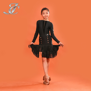 佳成国标舞儿童女零基础拉丁练功服圆领长袖无袖连体衣伦巴280