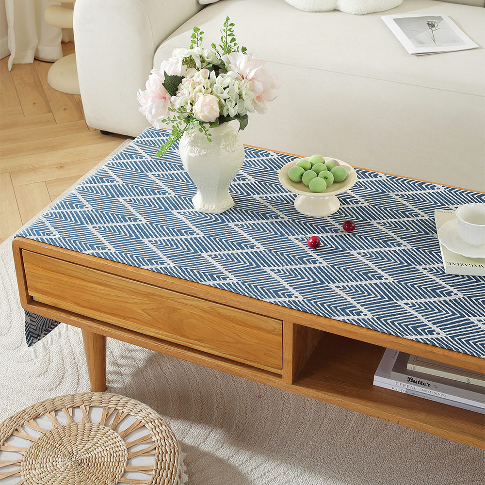 新中式茶几桌布布艺客厅图片