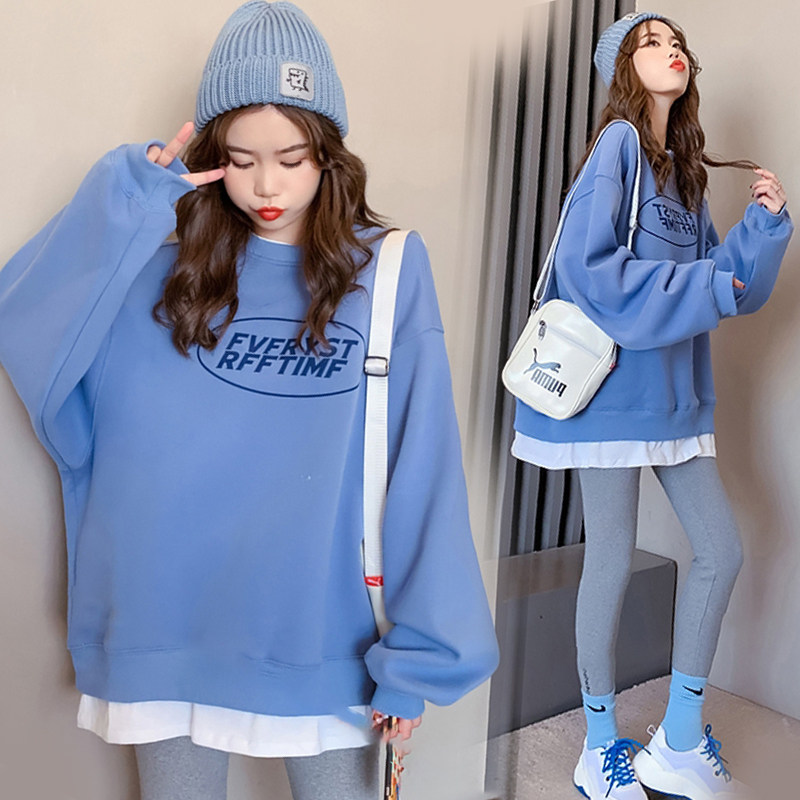 출산 정장 가을 드레스 가을 패션 중간 길이 인터넷 연예인 긴팔 스웨터 2024 새로운 최고 가을 스타일