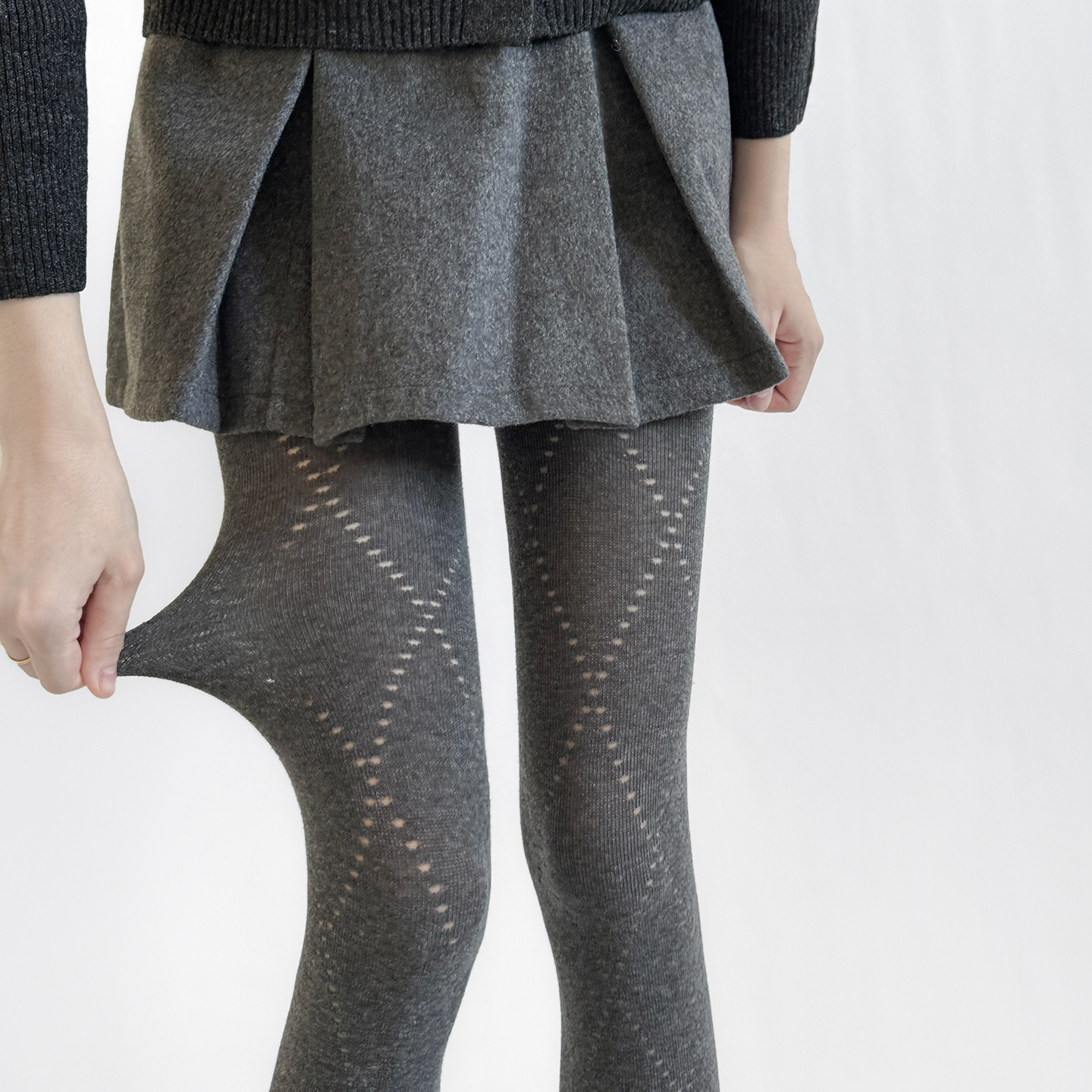 秋冬复古菱格提花弹力棉质连裤袜女显瘦韩系镂空美腿打底袜裤