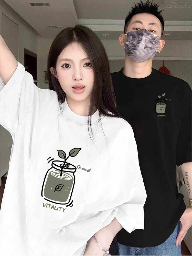 特别的网红情侣装夏装T恤2026新款休闲宽松超火高级感小众短袖女