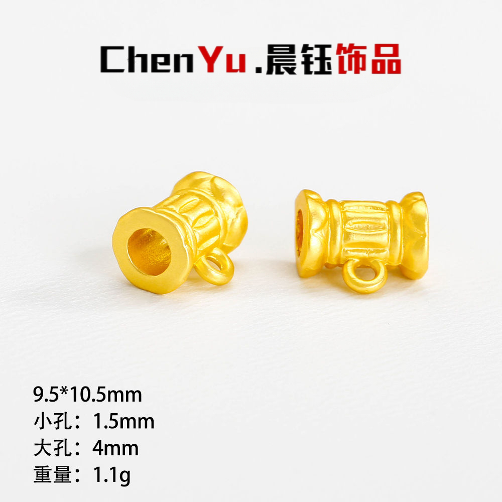 DIY古法鎏金镂空三通吊环弯管diy手工饰品配件编绳连接吊坠材料