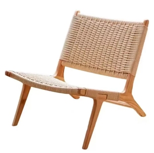 日式 沙发椅藤编北欧现代简约实木阳台庭院复古工业风单人椅子