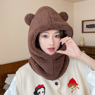亲子款帽子女秋冬季包头帽韩版潮套头帽可爱加绒保暖连体帽儿童帽
