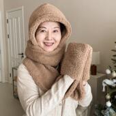中年妈妈帽子女冬季 保暖帽子围巾手套一体中老年人奶奶姥姥老人帽