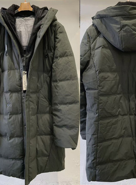 男装羽绒服连帽休闲时尚百搭御寒保暖外套纯色军绿色孤品清仓