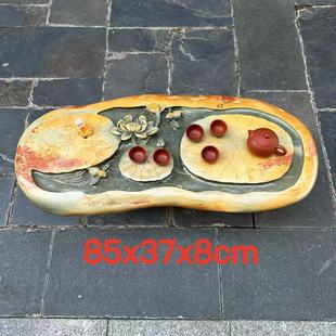 端石茶盘肇庆绿端金包玉高档大气仿古百年客厅茶台茶海干湿分离