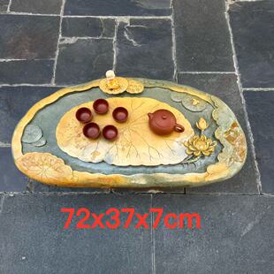 端砚茶盘厂家原石宋坑金包玉荷花客厅茶桌茶台复古风手工艺孤品