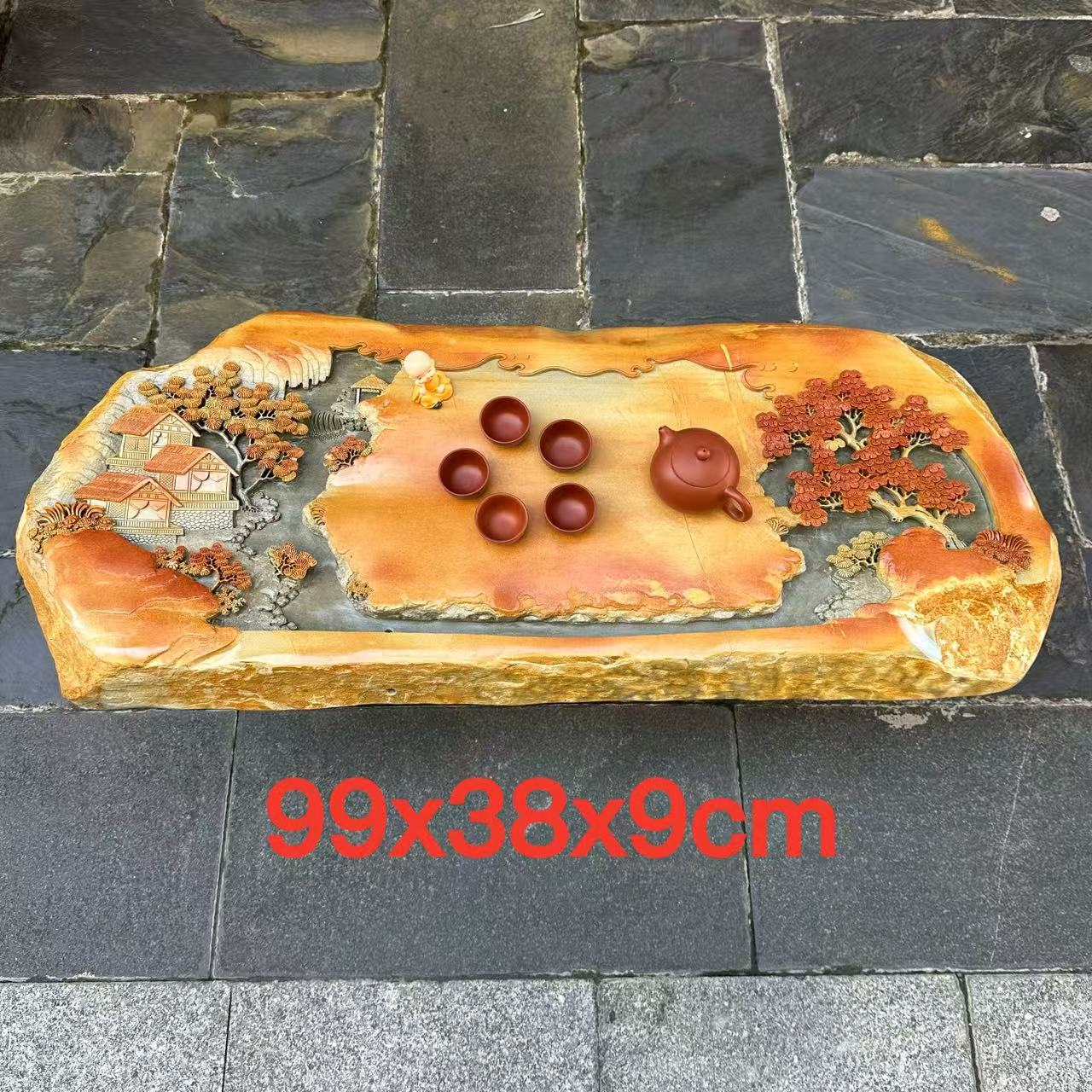 端石茶盘厂家绿端名师创意精雕高档随形户外室内茶台茶海客厅精品