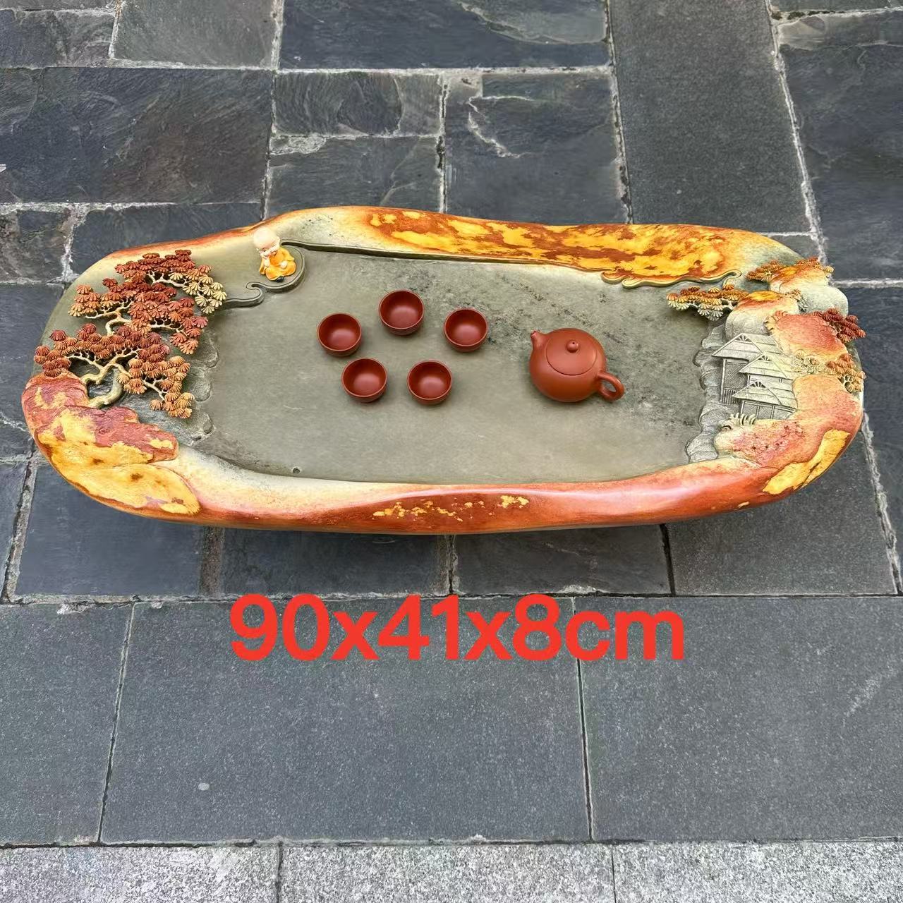 肇庆厂家端石茶盘绿端紫端宋坑家用户外室内茶室茶桌摆件茶台茶海