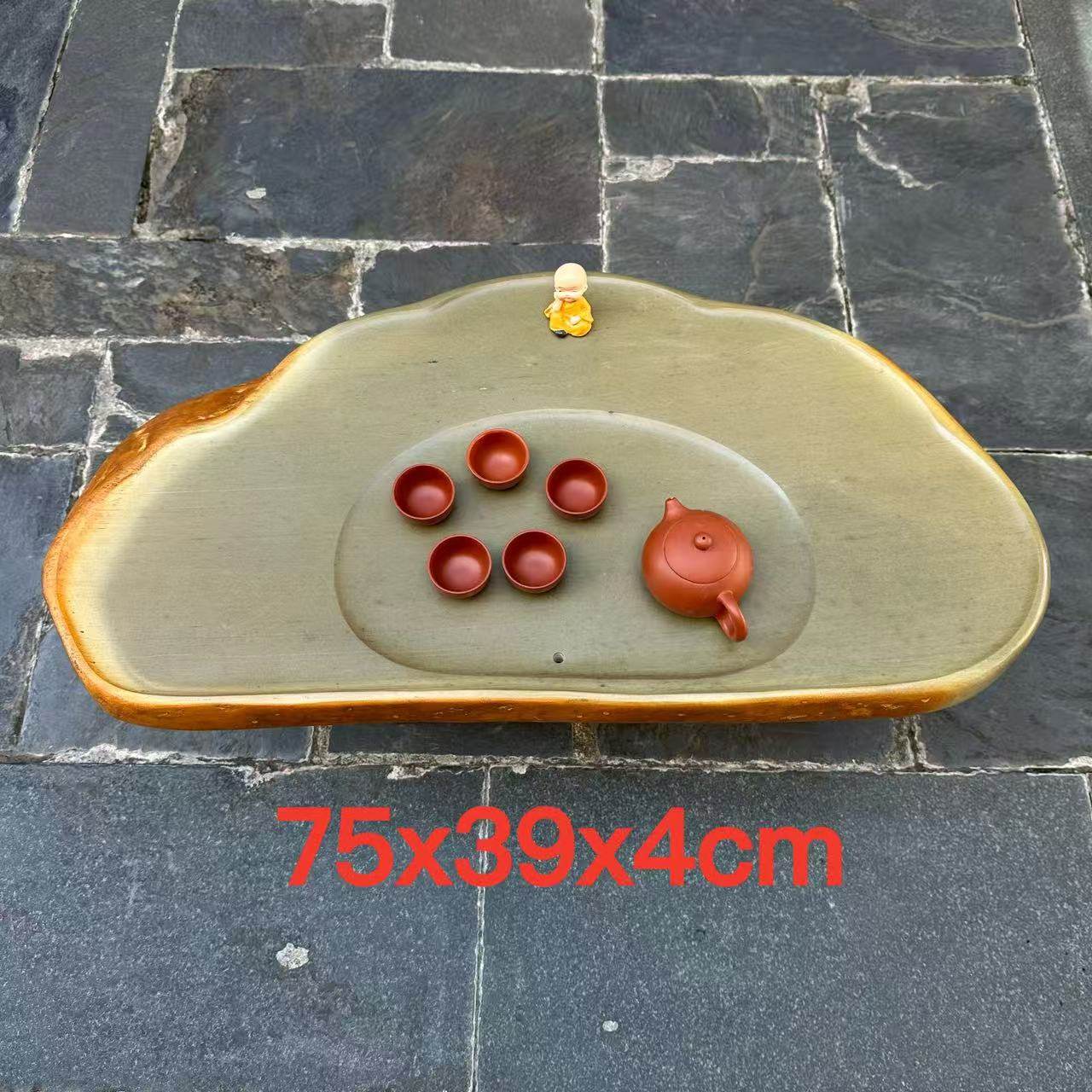 端砚茶盘原石绿端简约仿古现代高档客厅办公室茶桌摆件茶台茶海