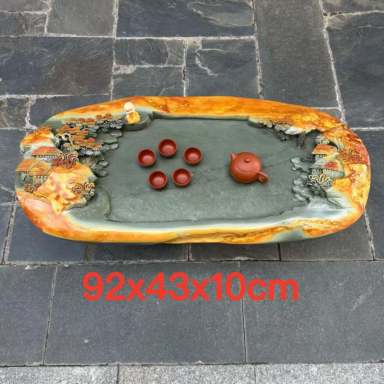 肇庆厂家端石茶盘绿端紫端宋坑名师精雕山水家用茶桌茶台茶海精品