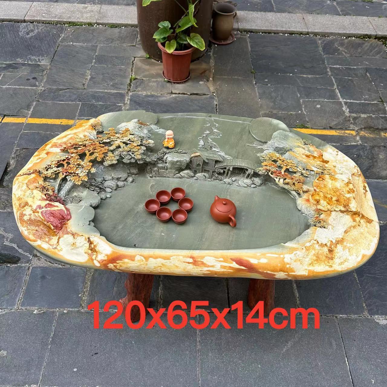端砚茶盘肇庆厂家绿端紫端宋坑客厅复古风创意新奇山水石茶盘茶台