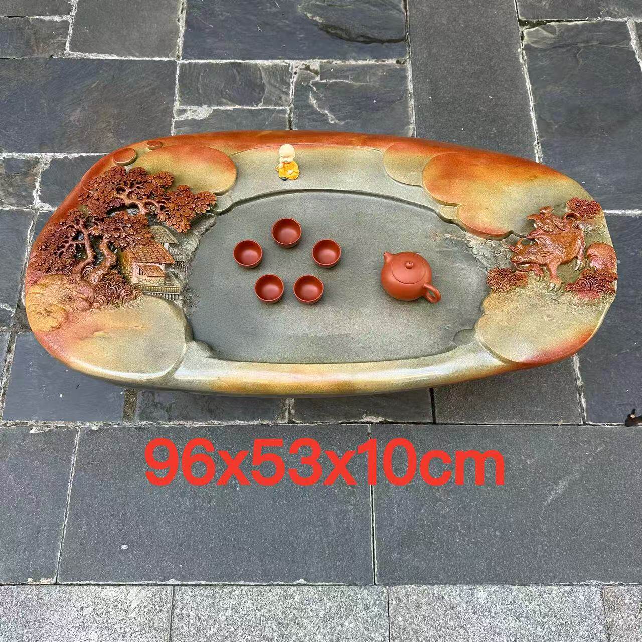 肇庆厂家端石茶盘金包玉绿端名师雕刻家用茶桌高档茶海茶台精品