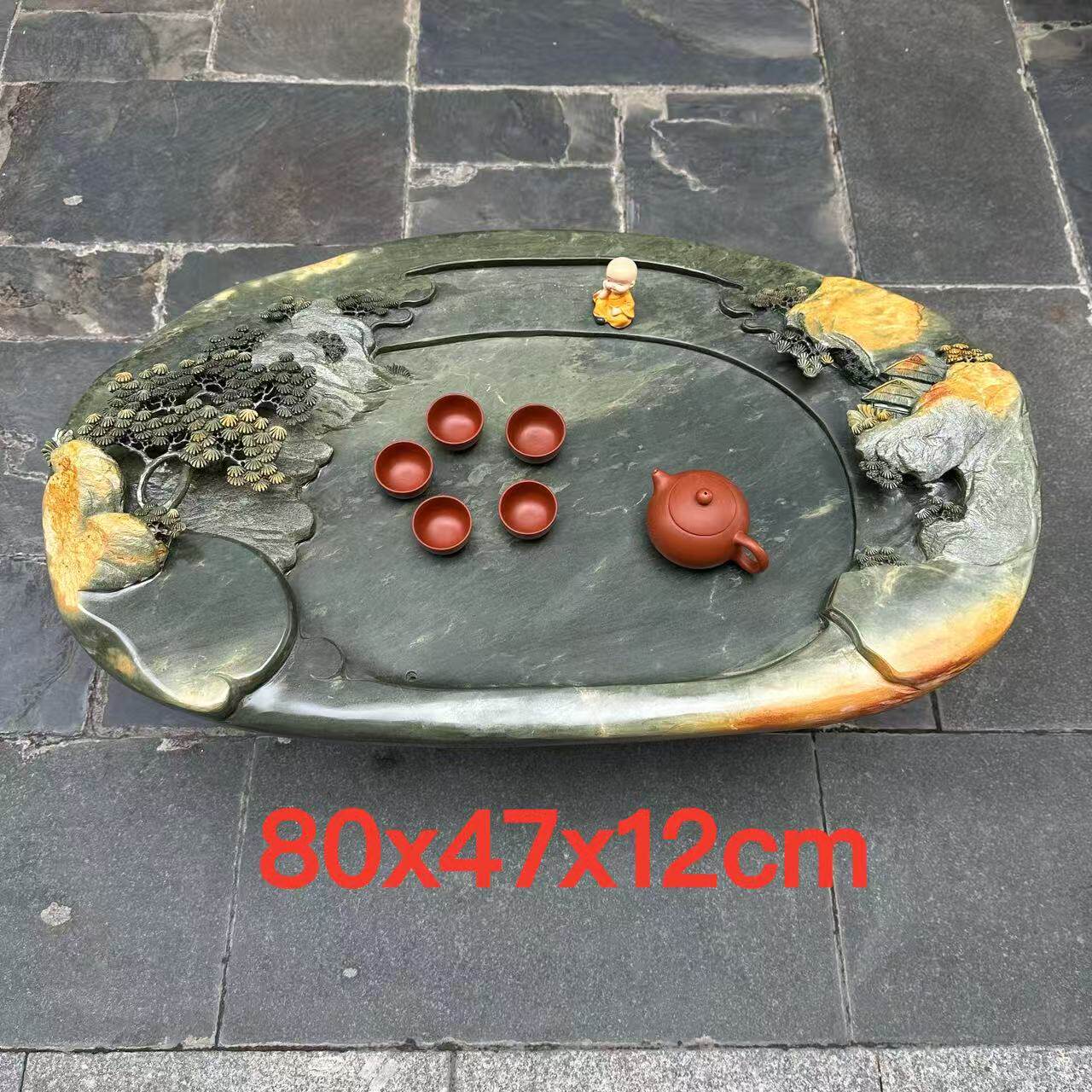 肇庆厂家端砚茶盘天然原石随形设计多层次起墩实用高档茶海精品品