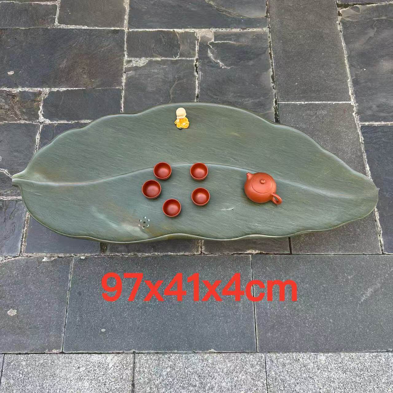厂家端石茶盘天然简易叶形干湿分离家用客厅高档复古茶台茶几茶海