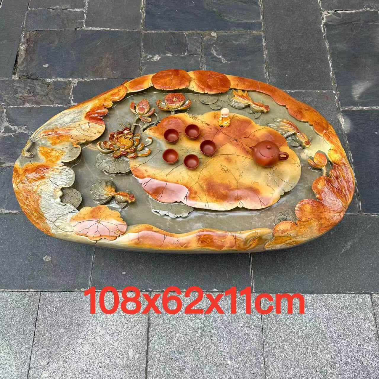 端石茶盘绿端金包玉茶台茶海干湿分离客厅茶桌室内户外百年茶几