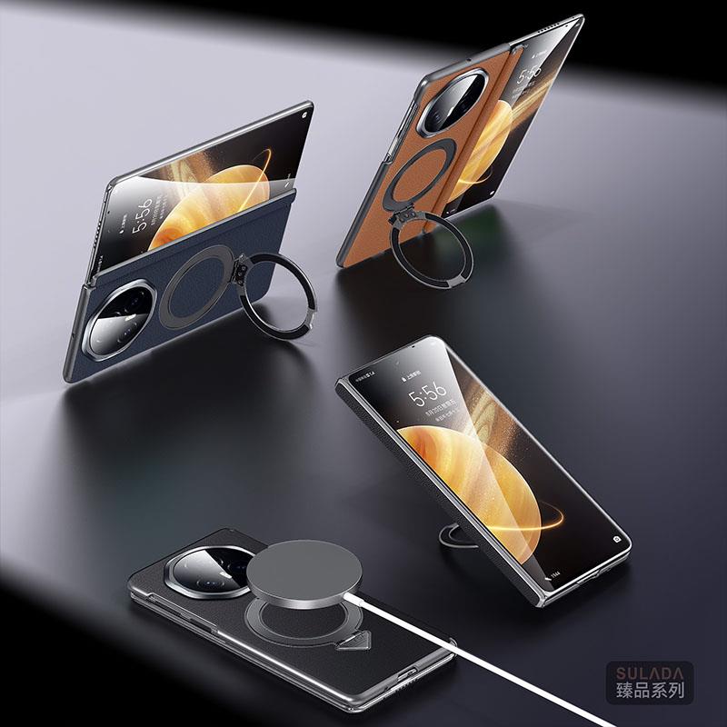 原装正品适用头层牛皮荣耀Magicv5手机壳新款折叠屏magicv3真皮保护套vs3磁吸带支架中轴铰炼全包防摔超薄高