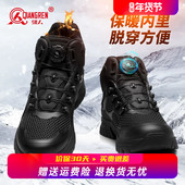 男马丁靴防刺穿快速穿脱高帮训练鞋 强人3515男靴冬季 保暖加绒棉鞋