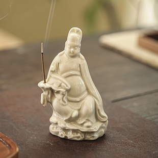 中式禅意檀香沉香线香香插文昌帝君佛像玄关桌面家用室内茶室摆件