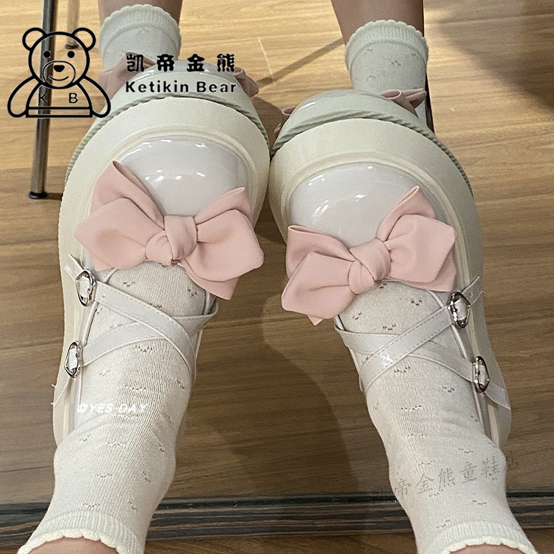 甜美儿童小皮鞋2026新款女童鞋子厚底JK日系洛丽塔蝴蝶结玛丽珍鞋图片