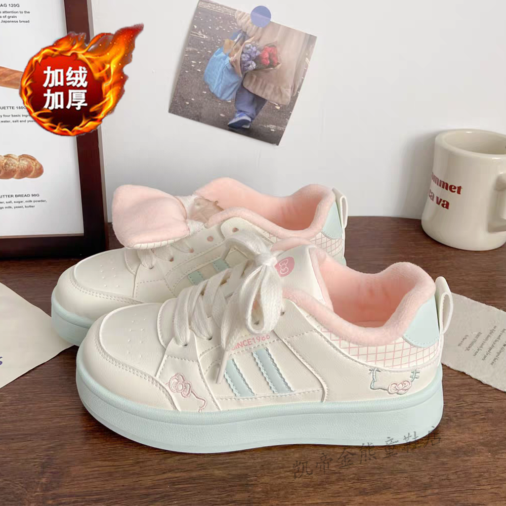 女孩板鞋2025秋冬季新款运动鞋子小码女鞋学生小白鞋百搭加绒厚底