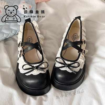 2026爆款女童小皮鞋蕾丝洛丽塔公主单鞋厚底蝴蝶结甜美中大童鞋子
