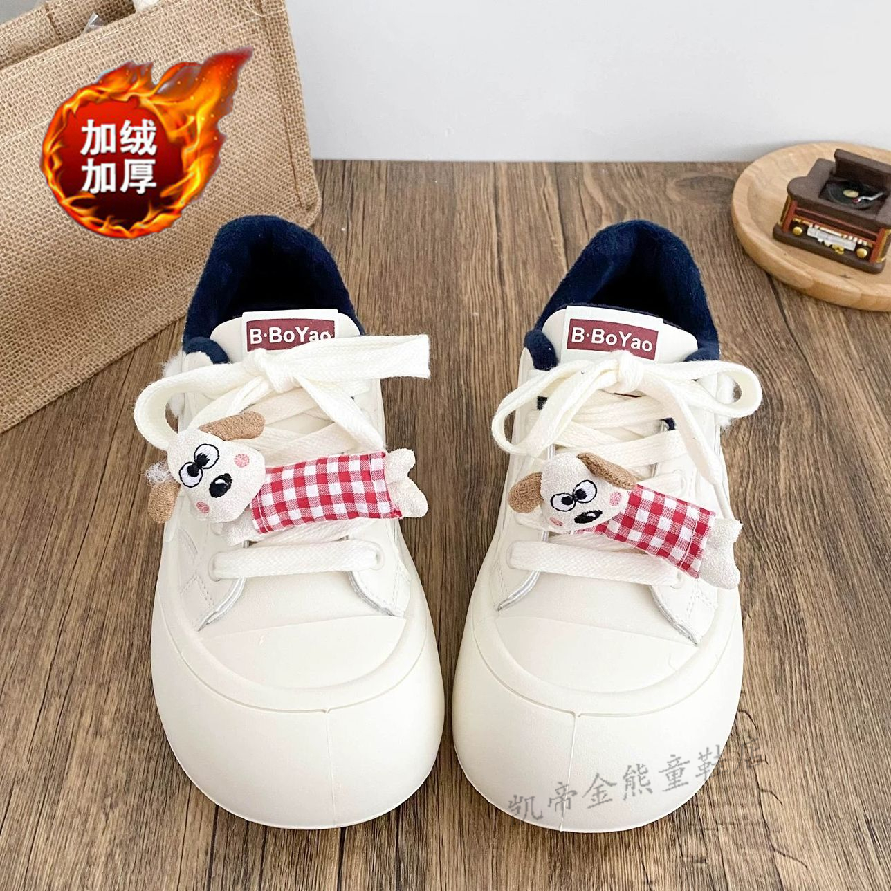 女孩休闲面包鞋学生2025冬季卡通二棉鞋子儿童运动鞋初中生板鞋