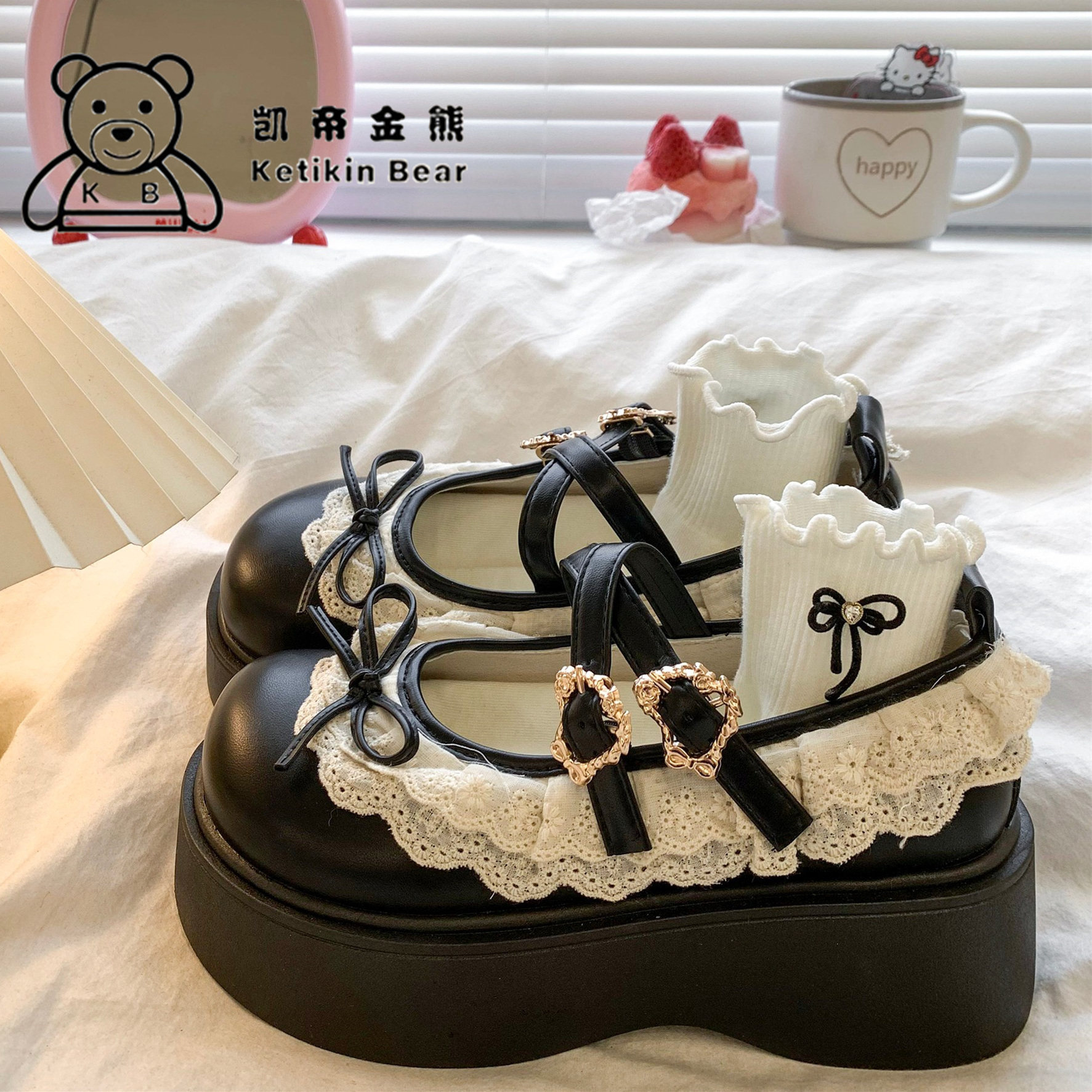 儿童小皮鞋厚底洛丽塔女童鞋子2026新款公主鞋蝴蝶结复古花边单鞋,童鞋/婴儿鞋/亲子鞋,皮鞋,淘宝优惠券,粉丝福利购,淘宝优惠卷