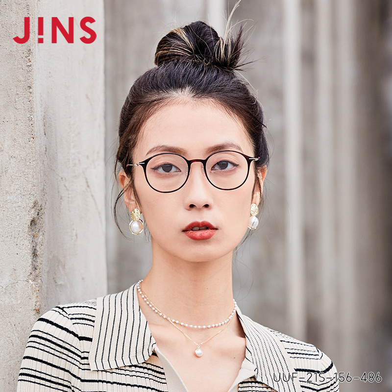 jins金属圆框简洁近视镜轻盈男女