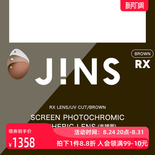 JINS睛姿防蓝光变色1.74非球面镜片普通近视眼镜升级专用 2色入