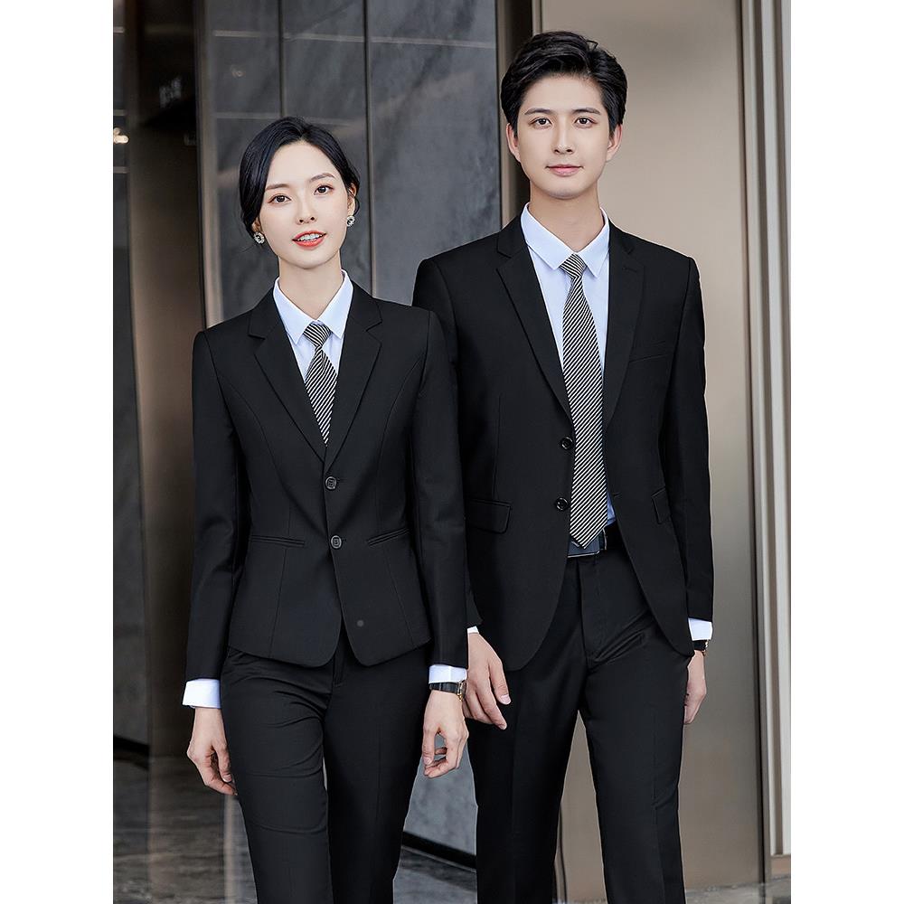 职业西服装装男女同款修身正面试上班工作摄服影楼影结婚服套108