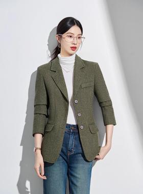 简约套款通勤职业装女绿色小西装外新款干YAN-A766净女大工气作服