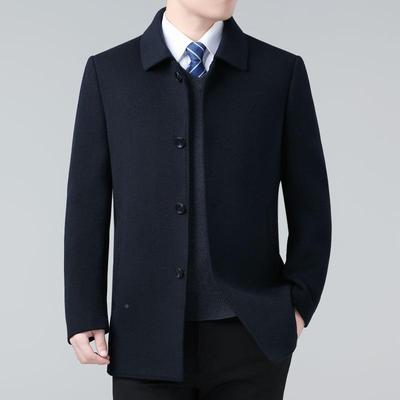 秋冬双面呢羊绒大衣老男士中长中款羊毛呢子24518-YY外套年爸爸装