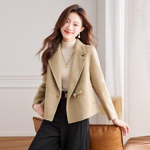 小风百搭洋秋气双面羊毛HE8809呢短外套 短款 女式 香毛呢套外冬新款