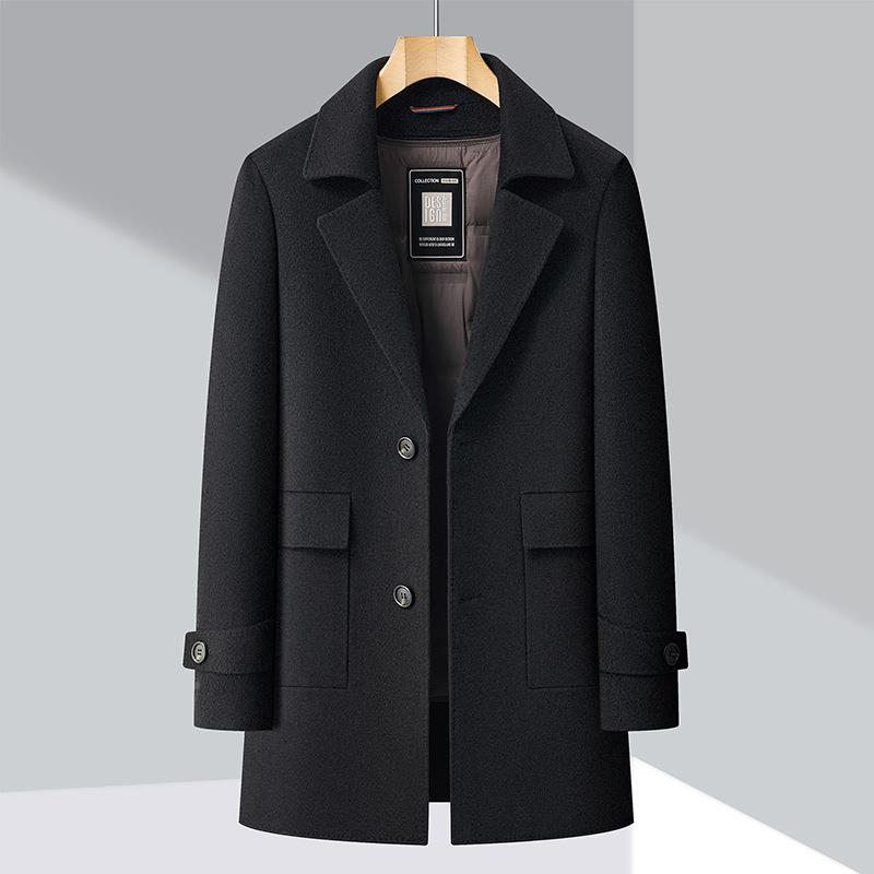 面羊大衣男士中年爸爸装休闲西绒F8868-NN装领外套羊毛呢子羽绒内