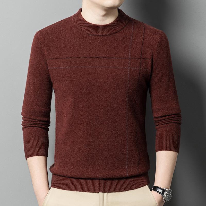 年冬季尚男士羊毛衫中套头高档厚HG988-YA款针毛衣时休闲圆领织羊
