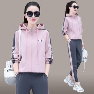 连运帽套卫衣装步女春699244秋新款小个子时尚韩版跑休闲动服两件