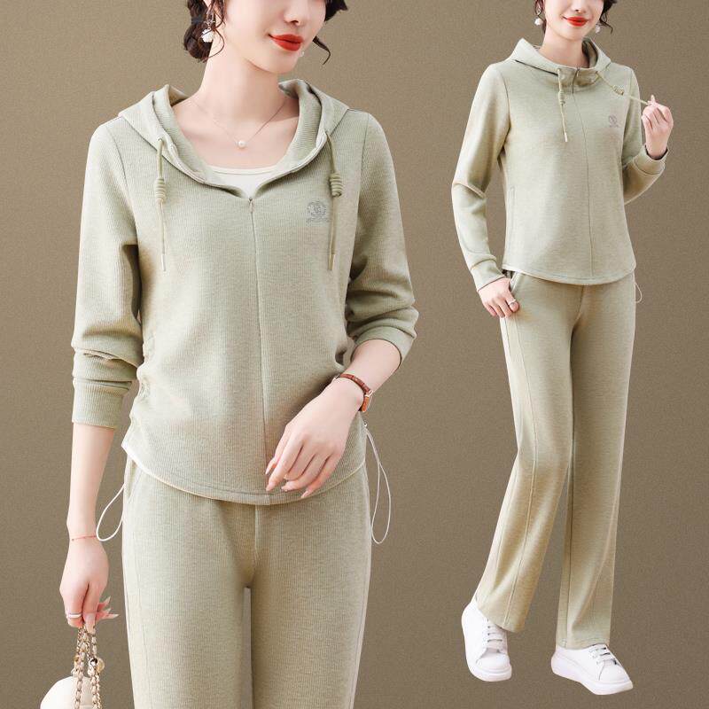 红色运动套装女春秋小子尚连87711465帽大码卫衣个服开衫时气质跑