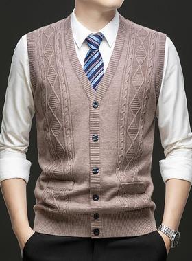 时尚山羊绒男士心冬背款季加厚81K07-TB马甲羊毛坎肩毛衣织领针羊