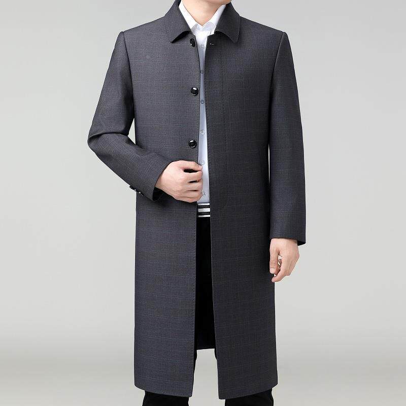 男士长羊毛风8509-ZZ衣秋季商务休闲翻领款毛料大衣老年爸爸装中