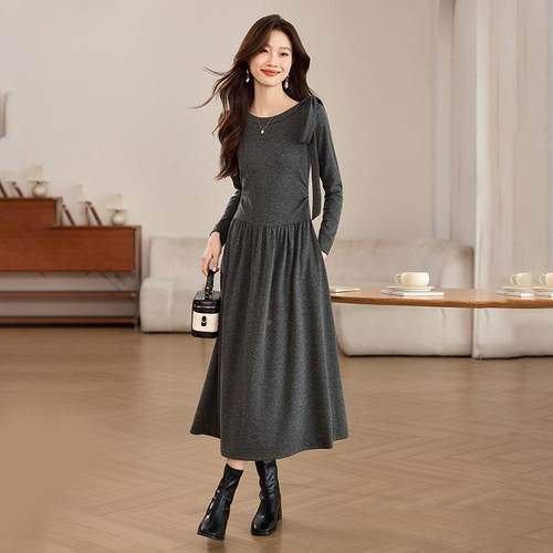 春秋新款季气质SH038-02内搭显瘦裙复古绑带长裙时尚连衣女