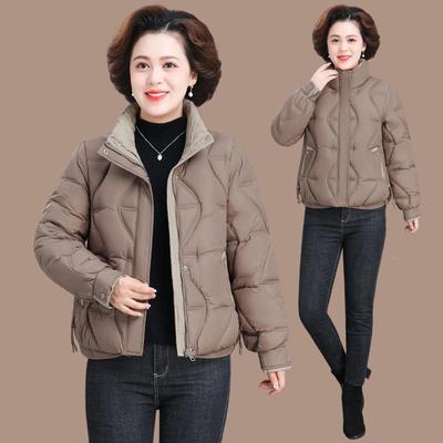 妈妈装外套绒棉服新款中冬年人洋气老小棉袄女羽中年女装秋冬25-6