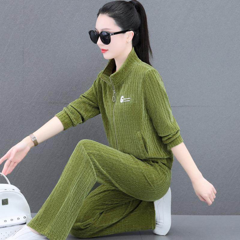 套装春8199550新款时质尚气金丝坑条绒卫衣女宽秋松休闲两件套,运动服/休闲服装,运动套装,淘宝优惠券,粉丝福利购,淘宝优惠卷