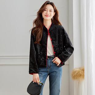 长复提袖 宽松丝绒双面穿外套上立领中式 花古衣 0春季 SP6027