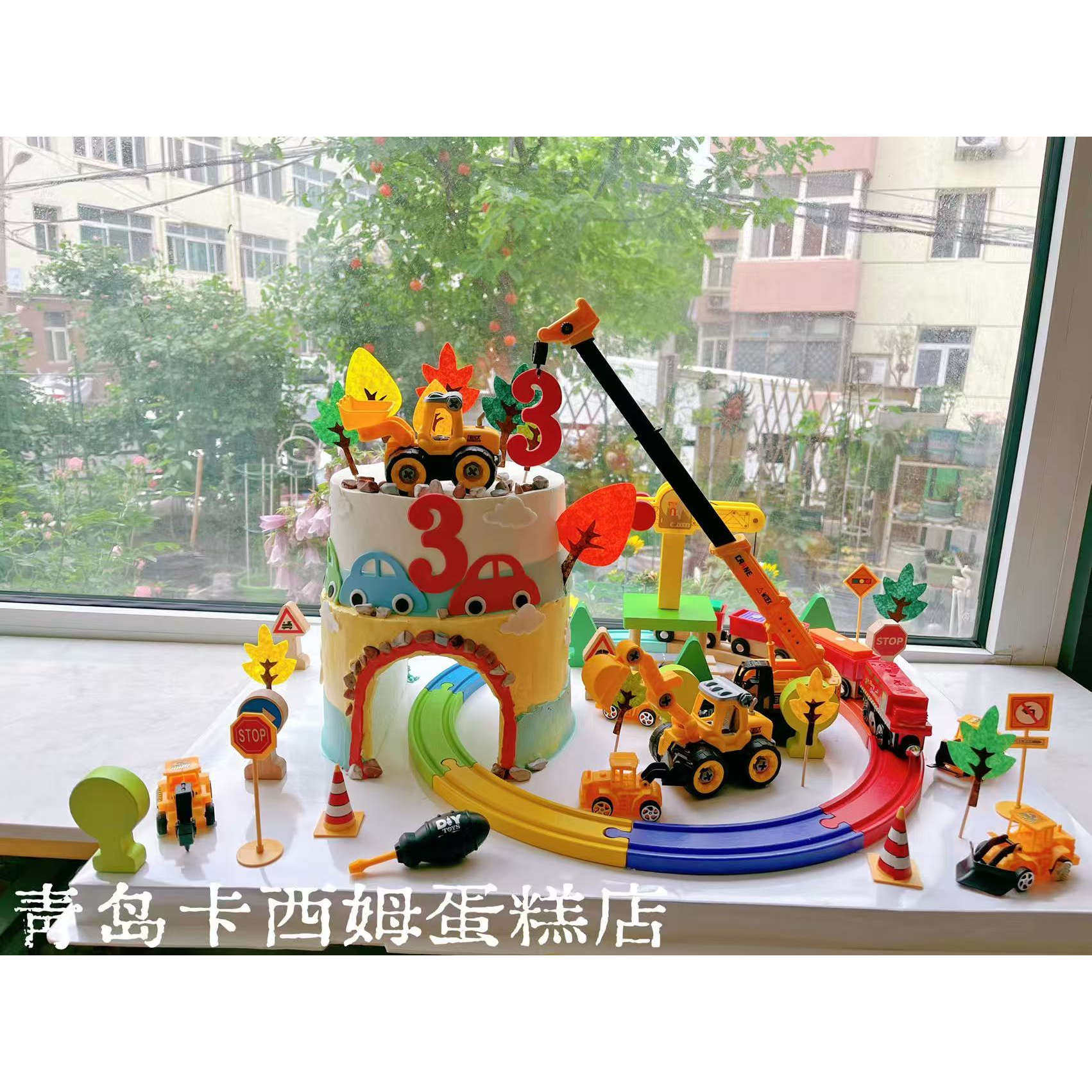 吊车工程车儿童卡通蛋糕