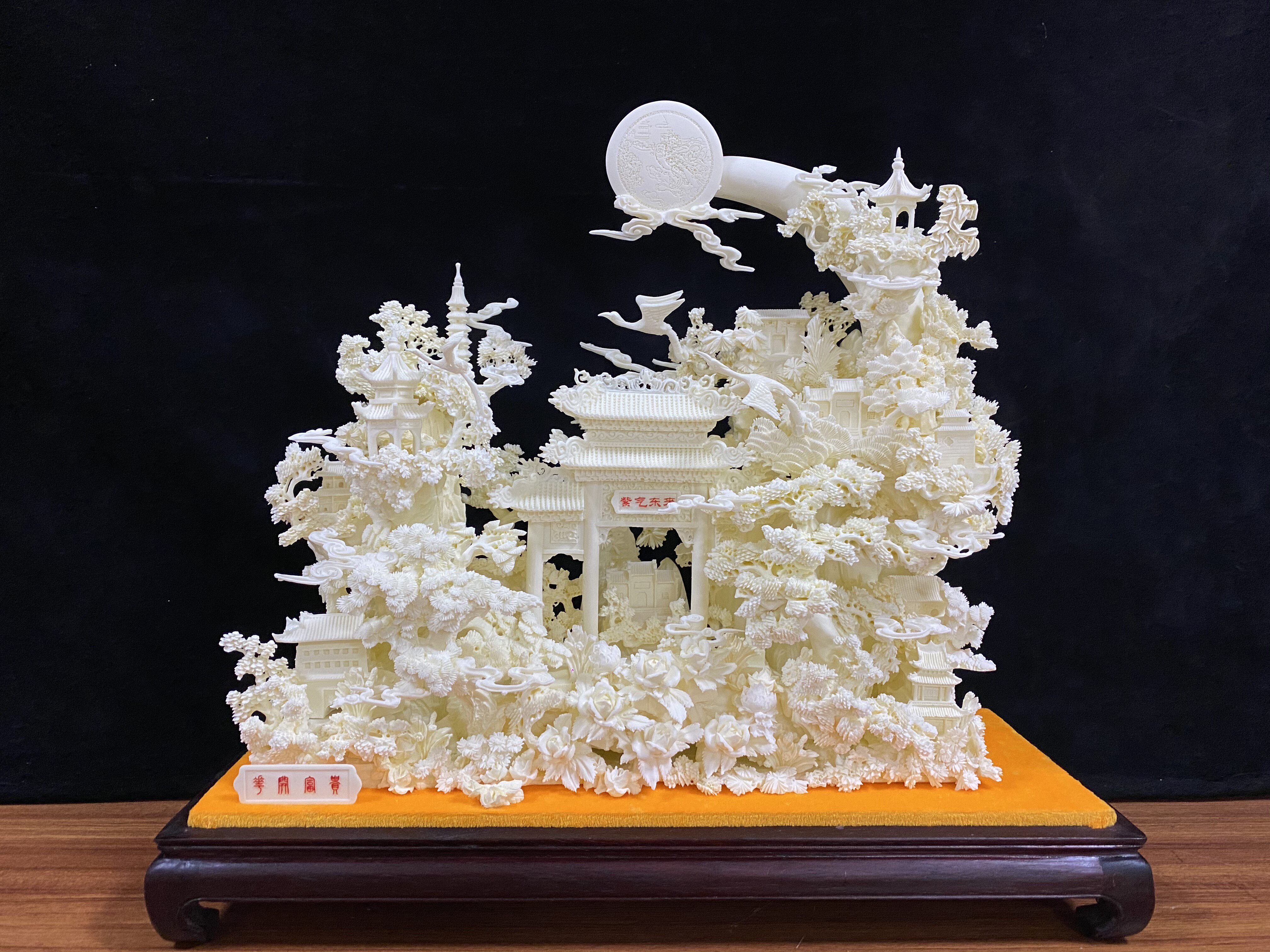 骨雕更上一层楼骨雕一帆风顺骨雕如意八仙摆件家居饰品骨雕工艺品