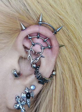 原创荆棘恶魔耳桥钛合金耳桥耳钉耳环